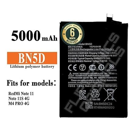 Image of BN5D Battery for Redmi Note 11 /11S M4 Pro Battery with 6 Month warrenty****(U162)