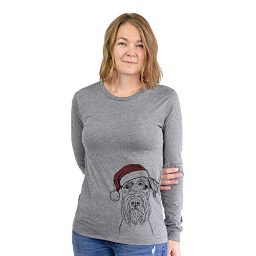 Inkopious Christmas Milton The Schnauzer Dog Women's Long Sleeve T-Shirt Small Grey