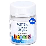 Decola - Acryl Lack mit Glitzereffekt | 50 ml Lack für Acrylfarben | Schützt Ihre Kunstwerke vor UV-Stahlung, Staub und Vergilbung | Von Nevskaya Palitra