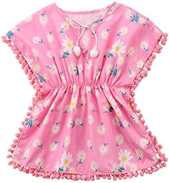 Douhoow Toddler Baby Girls Swim Cover-up Beach Sundress Summer Poncho Rash Guards (Pink, 6-12M)