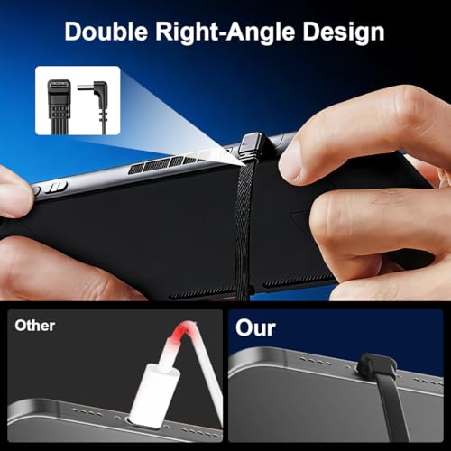 Image of Verilux Right-Angle C Type Charger Cable 10CM, PD 66W Type C Cable Fast Charging & 10Gbps Data Transfer, PVC Short USB C for iPhone 17 /16 /15, Galaxy S26 /S25 /S24, iPad, Laptop