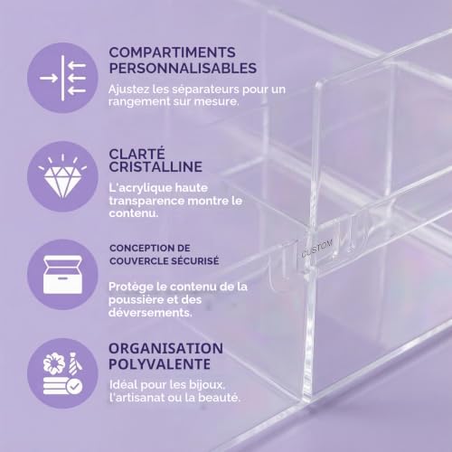 Samlonge Organiseur d'accessoires pour cheveux, 6 compartiments Transparent – vue 4
