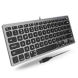 Macally Small USB Wired Keyboard for Mac and Windows - 78 Scissor Keys, 13 Shortcut Compatible Apple Keyboard - Mini Compact USB Computer Keyboard That Saves Space and Looks Great - Space Grey