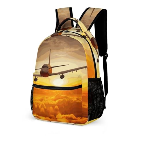 Aircraft Plane at Sunset Backpack for Travel, Ultra Durable Small Bookbag Lightweight Daypack for Women Men4