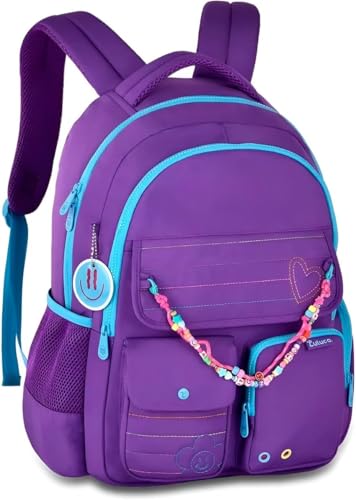 Mochila Grande Juvenil Escolar Enfeitada Costas Roxa