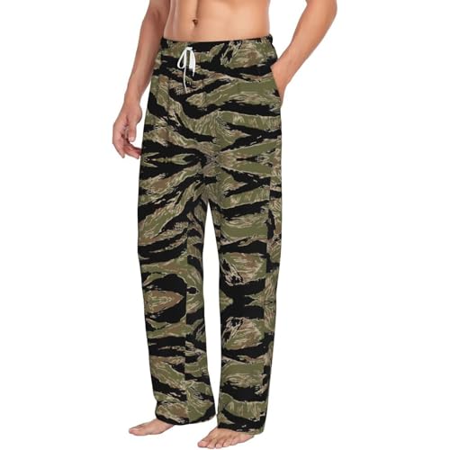 Tiger Stripe Camo Print Men Relaxation Pajama Pants Soft Lightweight Lounge Bottoms With Drawstring Pants2
