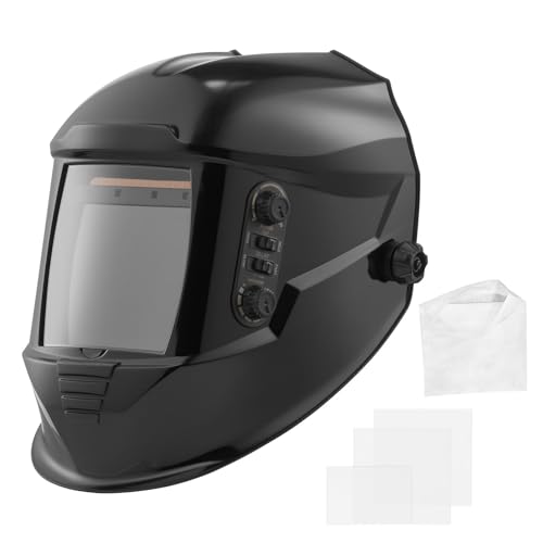 VEVOR Casco de Soldadura, con Oscurecimiento Automático Solar, Visión a Color Real, Visión Amplia, con 4 Sensores de Arco, Tono DIN 4/5 9/9 13, para Soldadura TIG, MIG y Arco, Esmerilado y Corte