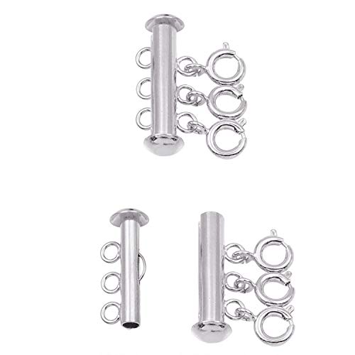Layering Necklace Clasp, Layered Necklace Detangler, Layered Necklace Spacer Clasp, Multi Strand Necklace Detangler, Connectors for Necklace, Slide Lock Clasps TANGLE FREE (3 STRAND Silver)