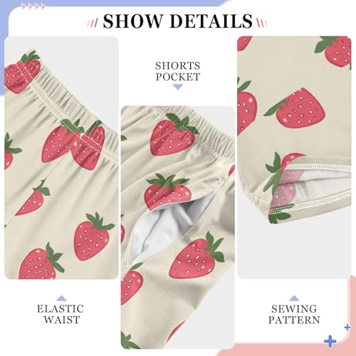 Pajama Pants Sleep Pants Soft Elastic Waist Pajama Lounge Pants White Dot Red Strawberry for 6-14 Years Old4