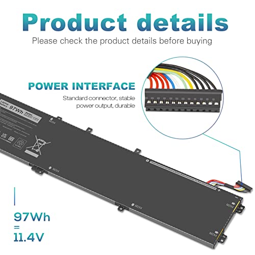 Image of ASUNCELL 6GTPY 97WH Battery for Dell XPS 15 9550 9560 9570 7590 Precision 5510 5520 5530 5540 Vostro 7500 7590,Replacement 4GVGH GPM03 M2X4 5XJ28 05XJ28 5D91C 1P6KD P56F P56F001 P56F002 11.4V