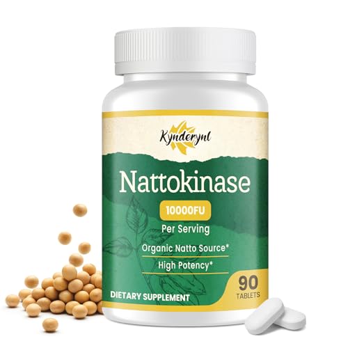 Kynderynl Nattokinase Supplement 10000FU Organic Natto Enzyme 500mg for Circulatory Wellness Enteric-Coated Tablets Aiding Digestion & Assisting Absorption Vegan 90 Tablets (90-Day Supply)
