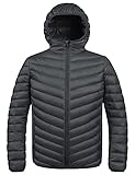 ZSHOW Men's Lightweight Packable Puffer Coat Hooded Warm Winter Jacket(Dark Grey,L)