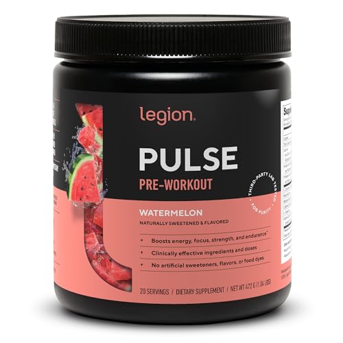 LEGION Pulse Pre Workout - All Natural Nitric Oxide Preworkout Drink to Boost Energy, Creatine Free, Naturally Sweetened, Beta Alanine, Citrulline, Alpha GPC (Watermelon)