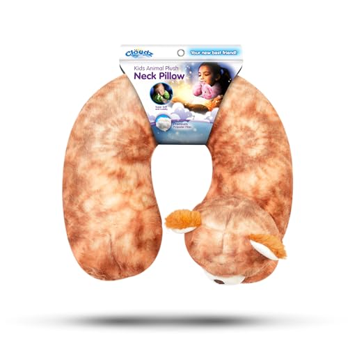 Image of Cloudz Kids Super Soft N' Cuddly Animal Airplane Travel Neck Pillow! Keep Children Comfy and Supported with a Buddy While Traveling or just Resting at Home - Brown Bear