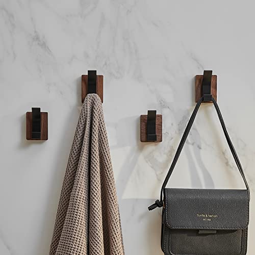Aodoran Coat Hooks Wall Mounted - 4 Pack Wood Coat Hooks Black Rustproof Coat Rack Wall Mount Aluminum Wall Hooks Bag Key Hat Hanger Heavy Duty Hooks For Wall #TOP4