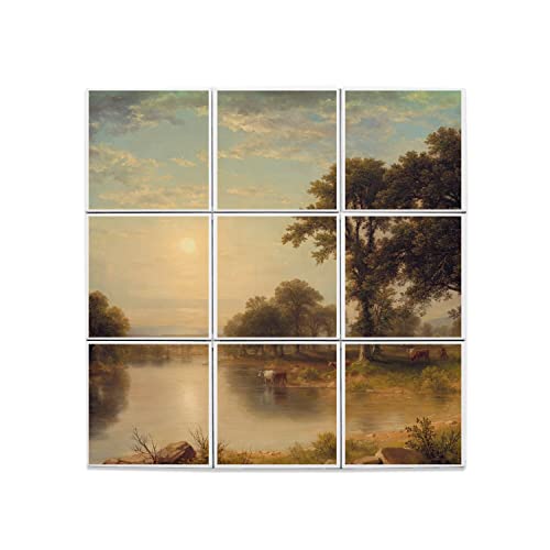 Carreaux céramique décoratif pour cuisine rustique fresque paysage normand