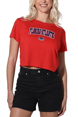 Campus Lab Florida Atlantic University Arch Logo Secondary Womens Crop Top T-Shirt Red Small