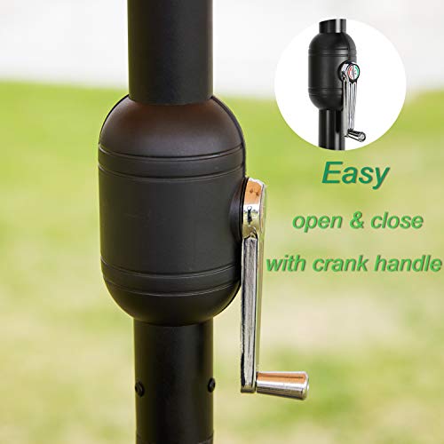 Image of LOKATSE HOME 15 Ft Double Sided Patio Umbrella with Crank Handle and Water Fillable Base Stand Twin Head Sun Shade for Outdoor Garden Balcony Market Poolside