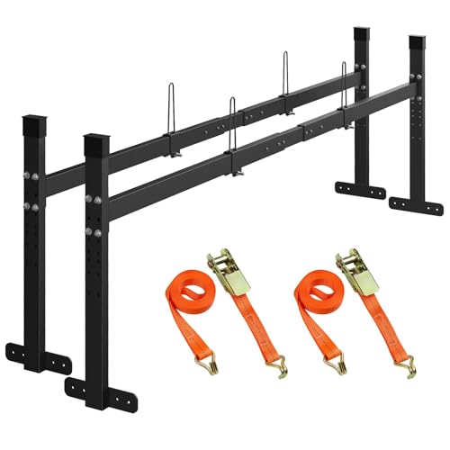 JY PERFORMANCE Ladder Rack for Trailer Universal Trailer Roof Ladder Rack with Stoper 5.77-8.65 ft Adjustable for Enclosed and Open Trailer 400 LBS Capacity Black