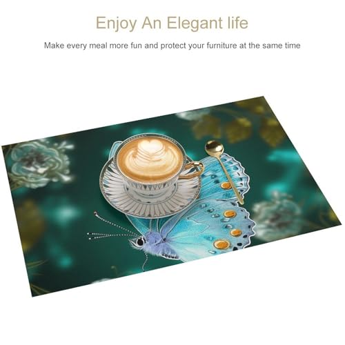 Set de table vinyle antidérapant bleu ciel 30x45cm lavable pour table de cuisine - 4