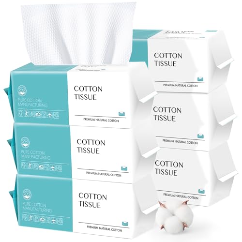 Image of Disposable Face Towel 600 Count, Soft Cotton Facial Dry Wipes, Multi-Purpose for Skin Care, Makeup Remover, Face Wipes and Facial Cleansing