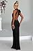 Memoriesea Women's Sexy Satin High Split Sleeveless Backless Party Wedding Maxi Dress Black
