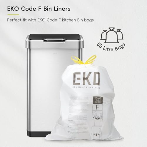 Image of EKO Mirage-T 50 Liter / 13.2 Gallon Touchless Rectangular Motion Sensor Trash Can or Recycling Bin, Brushed Stainless Steel Finish