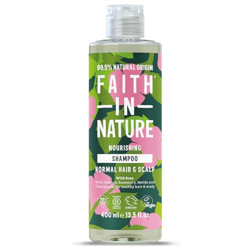 Faith In Nature Natural Wild Rose Shampoo Nourishing for Normal Hair & Scalp Vegan & Cruelty Free No SLS Silicones or Parabens 400ml