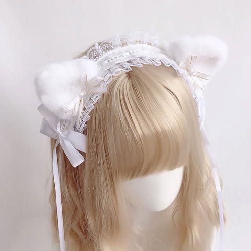 morytrade カチューシャ ヘッドドレス 髪飾り レディース コスプレ リボン ゴスロリ ねこみみ ロリータ 猫 (白)（Amazon）