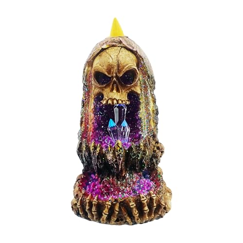 Fantasy Gifts Geode Skull Backflow Burner with LED – 6.5