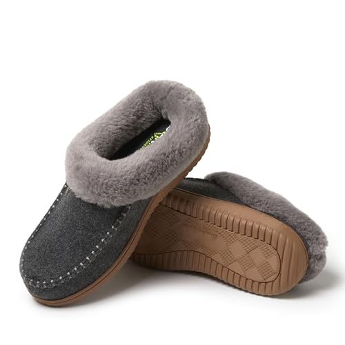 Dearfoams Women's Atley Indoor Outdoor House Shoe Fuzzy Memeory Foam Clog Slipper2