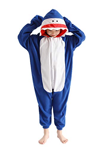 CuteCosplay Unisex Kids Shark Onesie Animal Cosplay One-Piece Pajamas Christmas Halloween Costumes