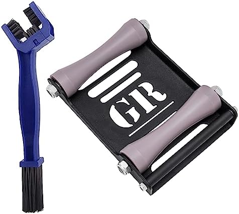 GRAND PITSTOP Motorcycle Wheel Cleaning Stand - Paddock Stand Replacement - Wheel Roller Stand for tire Cleaning & Chain Lubrication - GRoller (Large (Bikes < 600 lb) with Brush)