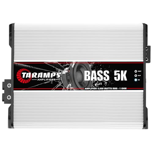 Taramps BASS 5K 1 Ohm 1 Channel 5000 Watts RMS MAX Full Range Car Audio Monoblock LED Monitor Indicator Class D Amplifier Crossover White 5k amp Sound Quality