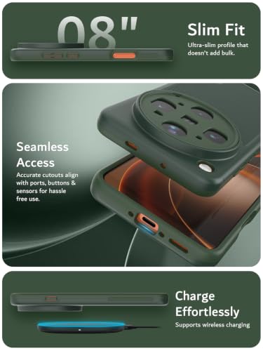 Image of TUDIA MergeGrip Designed for Oppo Find X9 Ultra Case (2026), [Military Grade Drop Tested] Dual Layer Slim Rugged Heavy Duty Shockproof Protective Phone Cover (Pine Green, MagSafe Compatible)