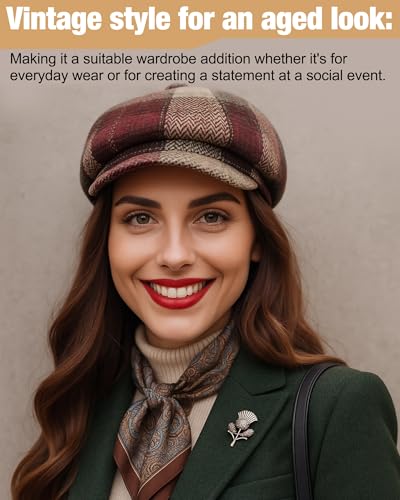 Image of Suhine 6 Pcs Newsboy Cap for Men Octagonal Hat 8 Panel Wool Blend Beret Flat Tweed Adjustable 22 to 24 Inch