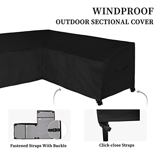 Image of Easy-Going Patio L-Shaped Sectional Sofa Cover, 83 inchX104 Waterproof Outdoor Sectional Cover, Heavy Duty Garden Furniture Cover (Left Facing, Black)