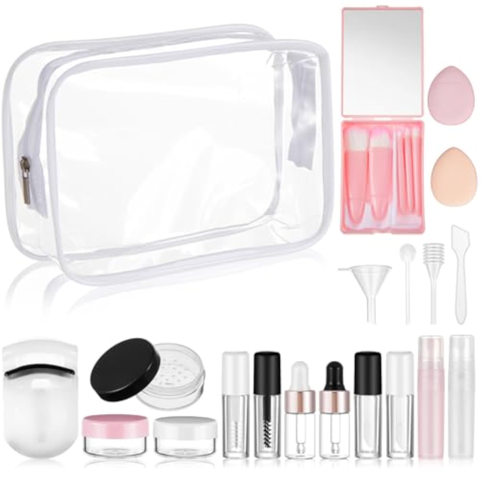 20 Pack Travel Makeup Containers Set Mini Makeup Brush