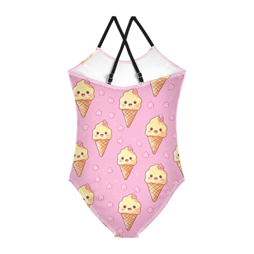 Cute Ice Cream Cones Girls Swimsuit One Piece Bathing Suit for Baby Girls' Swimwear 3-10T2
