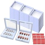 GUXACU 32 Pack Press On Nail Packaging Boxes - 3D Floating Storage and Display Box With 90pcs Double Sided Adhesive Tape for Nail Tech