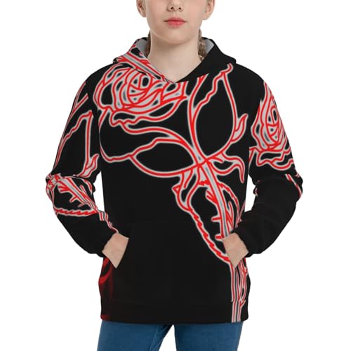 Red Rose Boy, Girls Sports Shirt Youth Pullover Fashion Hooded Sweatshirt3