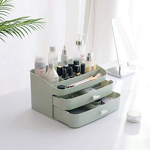 Makeup Organiser, Jewelry and Cosmetic Display Boxes, Large Capacity Cosmetics Storage Box, for Vanity, Skin Care Products Desktop Finishing Box Keeps Everything Tidy (Color : Green)