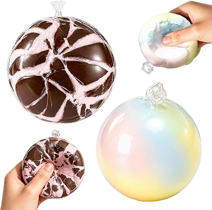 Viilich 2Pcs Wax Cracking Stress Ball, Crunchy Squishies Fidget Toy, Crispy Squeeze Squishy Ball for Anxiety Relief, Soft TPR Sensory Toy for Kids Adults