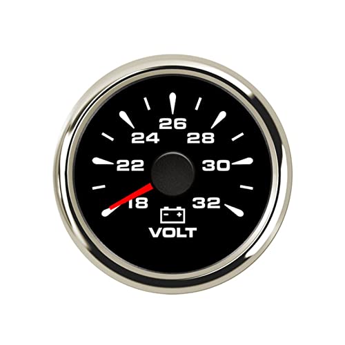 SENEHGMLP(売店) オートバイの車のトラックの電圧計7色のバックライトのための普遍的な52mmの電圧ゲージ電球8-16V 18-32V 自動車用電圧計(BS 18-32V)