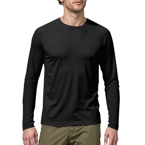 Men’s Bamboo Viscose Running Long Sleeve Shirts Moisture Wicking Quick Dry Breathable Lightweight Athletic Workout Gym