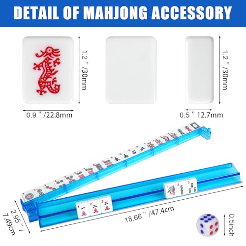 Juego profesional de Mahjong con 166 fichas y accesorios miniatura 3