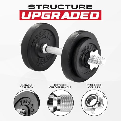 Image of Yes4All Old School Adjustable Dumbbell Set with Weight Plates, Star Lock Collars /Connector, 40lbs to 200lbs Adjustable Weight Plates Set
