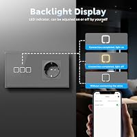 BSEEDLIFE Normal Steckdose mit Smart Wifi Lichtschalter, 3 Fach Intelligente Touch Schalter Kompatibel mit Alexa und Google Home, Wandschalter für Smart Home Lichtschalter Grau（86 * 157mm） – Ansicht 8