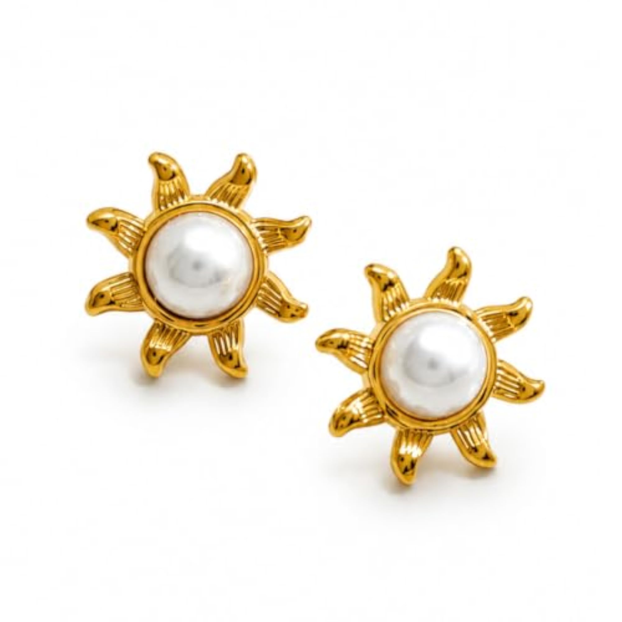 Women's Gold Crystal Sunburst Western Stud Earrings, Gift Idea