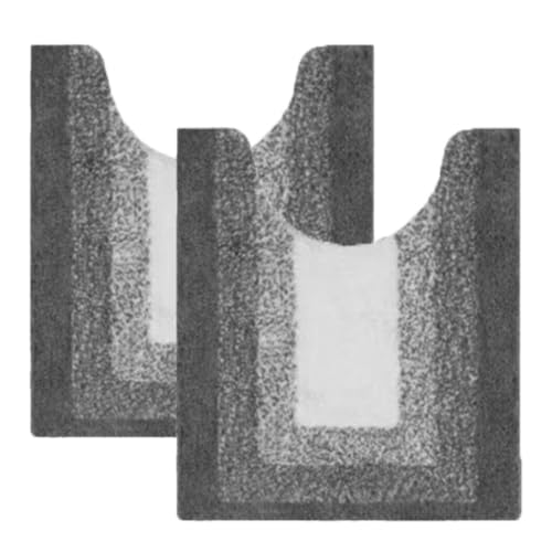 ELECTRO-WEIDEWORLD トイレマット おしゃれ ロング 50X60 ふわふわ 滑り止め加工 耳長 北欧 トイレ用マット 柔らかい 吸水 洗える 洗濯可 トイレタリー トイレ用品 お手洗いグッズ (グレー2枚)